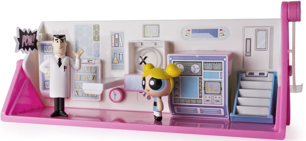 Powerpuff Girls Игровой набор 2 в 122309 Powerpuff Girls Игровой набор 2 в 122309Игровой набор Powerpuff Girls 2 в 1 трансформируется путем переворота из спальни суперкрошек в лабораторию супергероев. В набор входят фигурка суперкрошки, а также фигурка профессора и аксессуары. Высота фигурок 5 см.