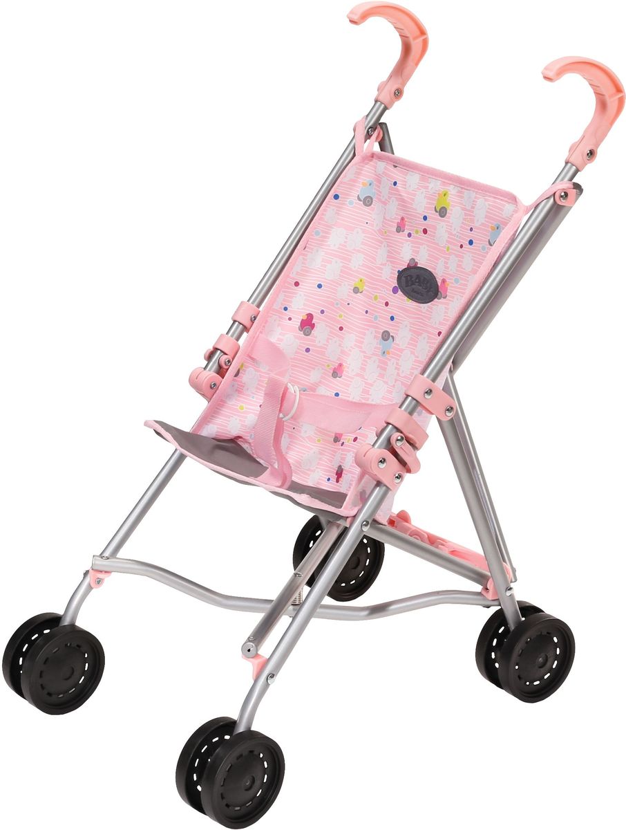 Baby Born Коляска-трость для кукол822-302 Baby Born Коляска-трость для кукол822-302Облегченная коляска-трость подходит как для куклы My Little Baby Born высотой 32 см, так и для Baby Born высотой 43 см. Коляска имеет современную расцветку сиденья. Ремень безопасности в комплекте.
