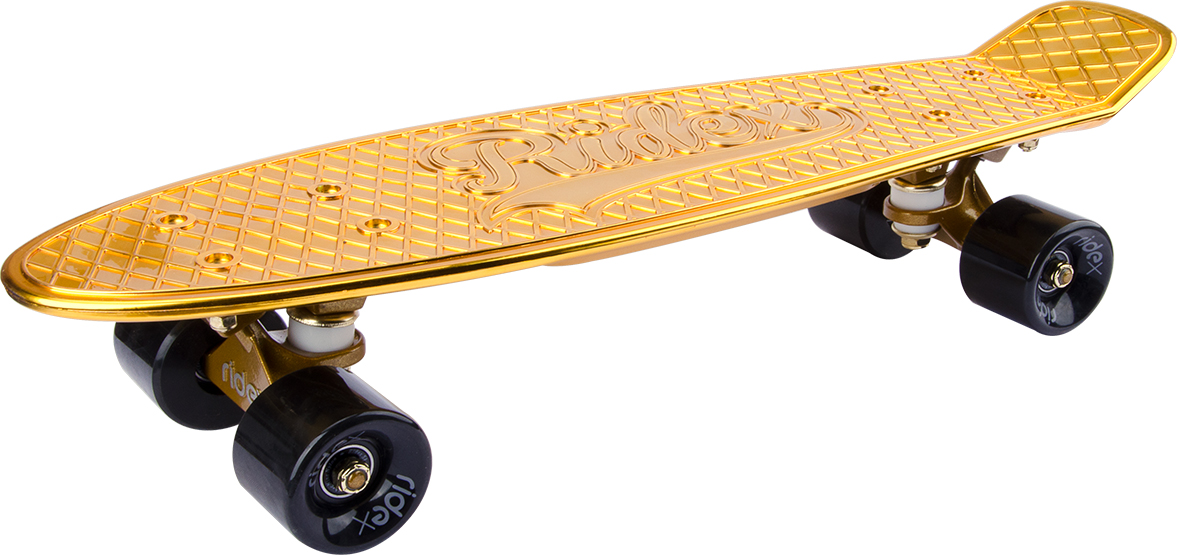 Круизер Ridex Dolce, 22x6, ABEC-9УТ-00009672 Круизер Ridex Dolce, 22x6, ABEC-9УТ-00009672Яркая, дерзкая и провокационная модель из коллекции круизеров 2017 года, которой захочет обладать не только каждый школьник, но и арабский шейх. Уникальный метод нанесения специальной пленки защищает поверхность деки, а роскошный золотой цвет отражается в каждом завистливом взгляде окружающих. Сногсшибательный дизайн вкупе с топовыми характеристиками Dolce сведут с ума всех эксцентричных райдеров.