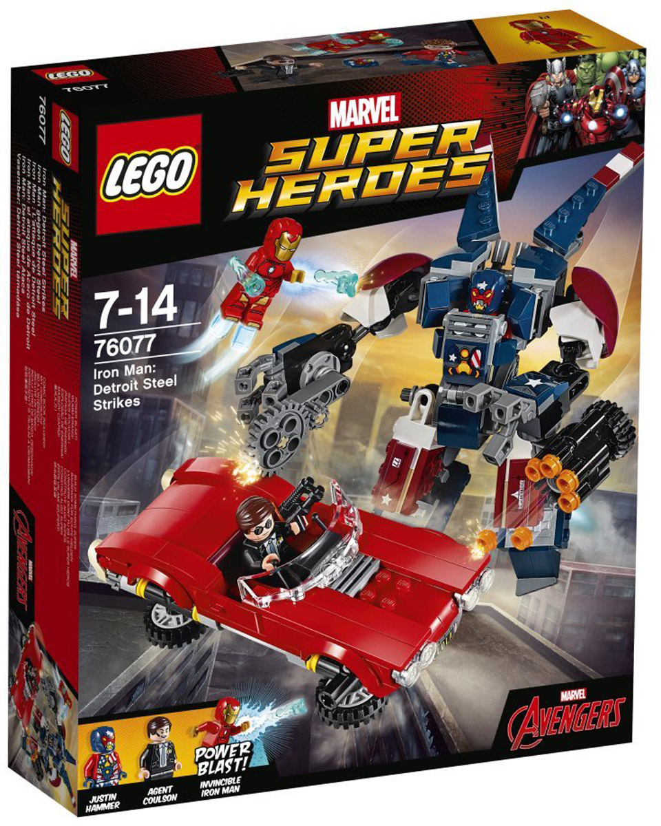 LEGO Super Heroes Конструктор Железный человек Стальной Детройт наносит удар 7607776077 LEGO Super Heroes Конструктор Железный человек Стальной Детройт наносит удар 7607776077Осторожно! Стальной Детройт, Джастин Хаммер уже следует по горячим следам Агента Колсона на своем летающем роботе! Железному человеку пора вылетать на подмогу и обезвредить механического громилу мощнейшим Энергетическим потоком. Только берегитесь бензопилы и шипомета, выстреливающего одновременно шестью шипами! Пока идет бой, переключите автомобиль Агента Колсона в режим полета и быстро ускользните! Набор включает в себя 377 разноцветных пластиковых элементов. Конструктор - это один из самых увлекательных и веселых способов времяпрепровождения. Ребенок сможет часами играть с конструктором, придумывая различные ситуации и истории.