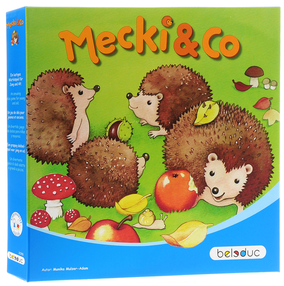 Beleduc Обучающая игра Ежики22355 Beleduc Обучающая игра Ежики22355Обучающая игра Beleduc Ежики - увлекательная настольная игра для детей в возрасте от 4 лет. В семействе ежика Микки пополнение - четверо здоровых и крепких малышей. На их спинках еще нет ни одной иголки, но они с нетерпением ждут их появления. Игроки бросают кубики и одевают иголки на своих ежиков. Победителем станет тот, чей ежик первым наденет все тридцать иголок. В процессе игры ребенок учится считать и развивает мелкую моторику рук. Все элементы выполнены из высококачественных материалов, совершенно безопасных для маленьких детей. Игры Beleduc идеально подходят для начального развития детей, задолго до того, как они идут в школу, но и просто для интересного времяпрепровождения. Игры идеально подходят для совместной игры родителей и детей. Некоторые игры очень понравятся взрослым, которые с удовольствием втянутся в процесс игры.