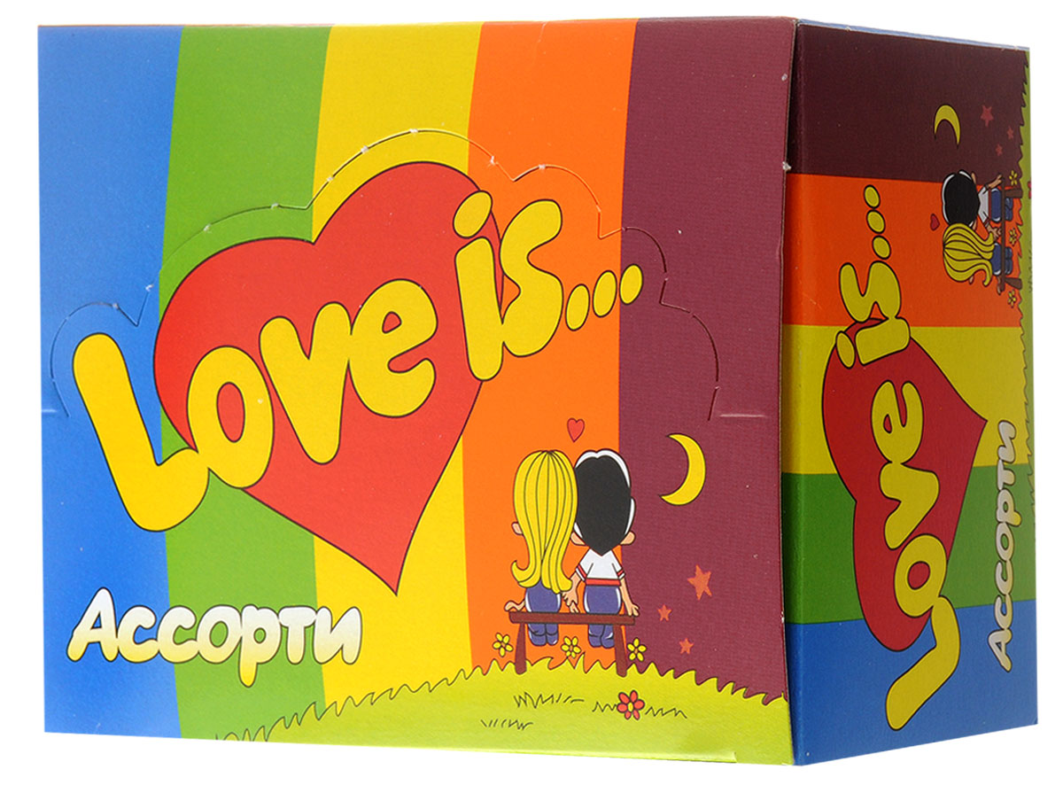 Love is Жевательная резинка Ассорти вкусов, 100 шт47149 Love is Жевательная резинка Ассорти вкусов, 100 шт47149Самая популярная жевательная резинка девяностых! Это доброе воспоминание из прошлого. Это и безоблачное голубое небо и алое сердце, которое мы давно привыкли ассоциировать с проявлением любви, и мальчик с девочкой, рассказывающие нам о таких простых, понятных и в то же время таких важных вещах - о любви, семье, чувствах. А главное внутри - настоящая жевательная резинка Love is - вкус из детства! Все 5 вкусов (клубника-банан, яблоко-лимон, апельсин-ананас, вишня-лимон, кокос-ананас) в одном блоке! Уважаемые клиенты! Обращаем ваше внимание, что полный перечень состава продукта представлен на дополнительном изображении.