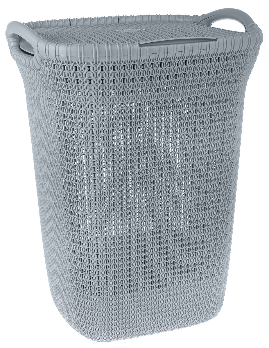 Корзина для белья Curver Knit, цвет: серый, 57 л03676-X60-00 Корзина для белья Curver Knit, цвет: серый, 57 л03676-X60-00Корзина для белья Curver Knit изготовлена из пластика с эффектом плетения. Изделие снабжено двумя ручками для удобной переноски и плотно закрывающейся откидной крышкой. Благодаря перфорированным стенкам воздух проникает внутрь, что способствует вентиляции. Такая корзина прекрасно подойдет для хранения белья перед стиркой. Стильный дизайн впишется в интерьер любой ванной комнаты.