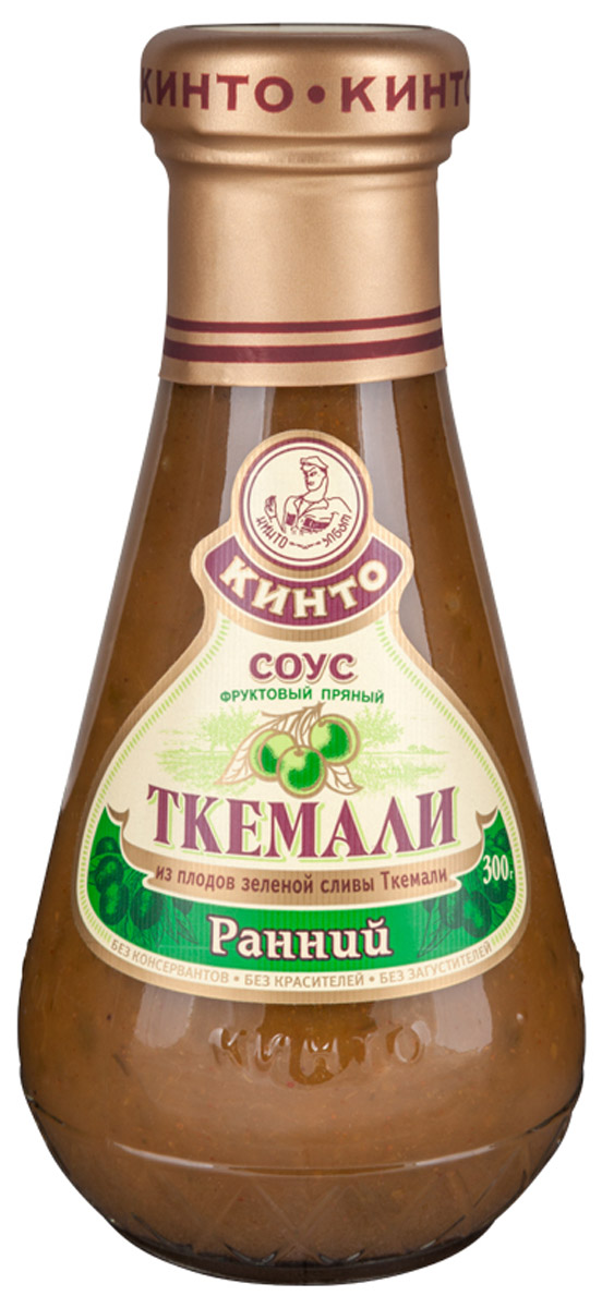 Кинто Ткемали ранний соус фруктовый, 300 г2525 Кинто Ткемали ранний соус фруктовый, 300 г2525Фруктовый пряный соус Кинто Ткемали ранний изготовлен из зеленой сливы ткемали с ярко выраженным вкусом и ароматом. Рекомендуется с отварной птицей, рыбой, мясом, молодым картофелем и цыпленком. Не содержит ГМО, консервантов, загустителей и красителей. Соусы ткемали занимают одно из почетных мест в грузинской кухне и готовятся из различных видов слив, от зеленой до терна. Соусы ткемали Кинто удивят гурманов изысканными, натуральными и приготовленными по традиционным рецептам вкусами. Подобно первым лучам солнца, этот соус добавит каждому блюду свежести и изысканности.