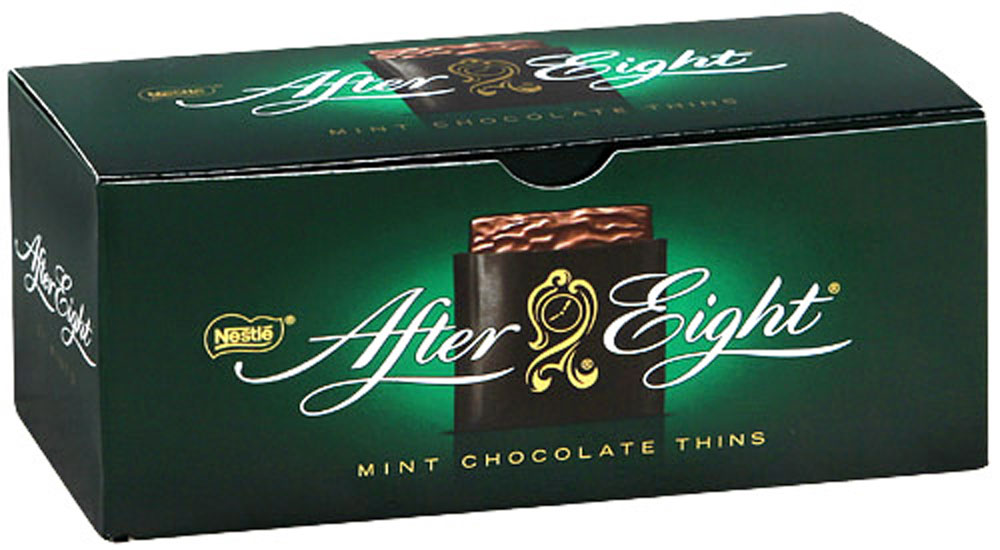 After Eight шоколадные конфеты со вкусом мяты, 200 г12253681 After Eight шоколадные конфеты со вкусом мяты, 200 г12253681Тонкие конфеты из темного шоколада с ментоловой начинкой. Отличаются приятным сладким вкусом с мятными нотками. Уважаемые клиенты! Обращаем ваше внимание, что полный перечень состава продукта представлен на дополнительном изображении.