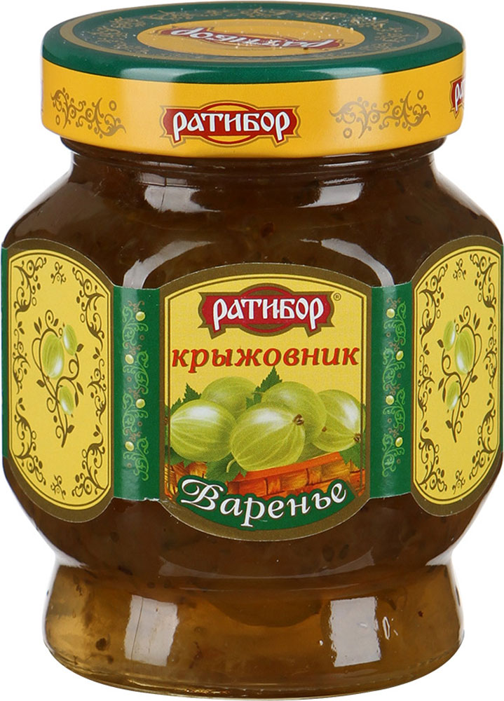 Ратибор варенье Крыжовник, 400 г152 Ратибор варенье Крыжовник, 400 г152Крыжовник по праву называют северным виноградом. Его ягоды содержат провитамин A, витамин C, P, B1, органические кислоты. Попробуйте по-домашнему вкусное и полезное варенье Ратибор.