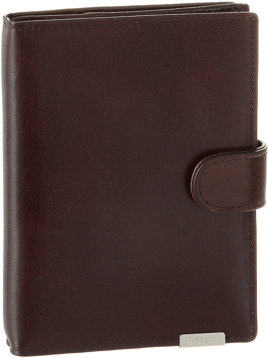 Обложка для документов мужская Fabretti, цвет: темно-коричневый. 5300353003-brown Обложка для документов мужская Fabretti, цвет: темно-коричневый. 5300353003-brownМужская обложка для документов Fabretti выполнена из натуральной кожи. Изделие раскладывается пополам и закрывается на хлястик с кнопкой. Обложка содержит съемный блок из шести прозрачных файлов из мягкого пластика, один из которых формата А5, два боковых прозрачных кармана и отделение для паспорта с тремя боковыми карманами и пятью кармашками пластиковых карт, один из которых с прозрачным окошком. Изделие упаковано в фирменную коробку. Модная обложка для документов поможет сохранить их внешний вид и защитить от повреждений.