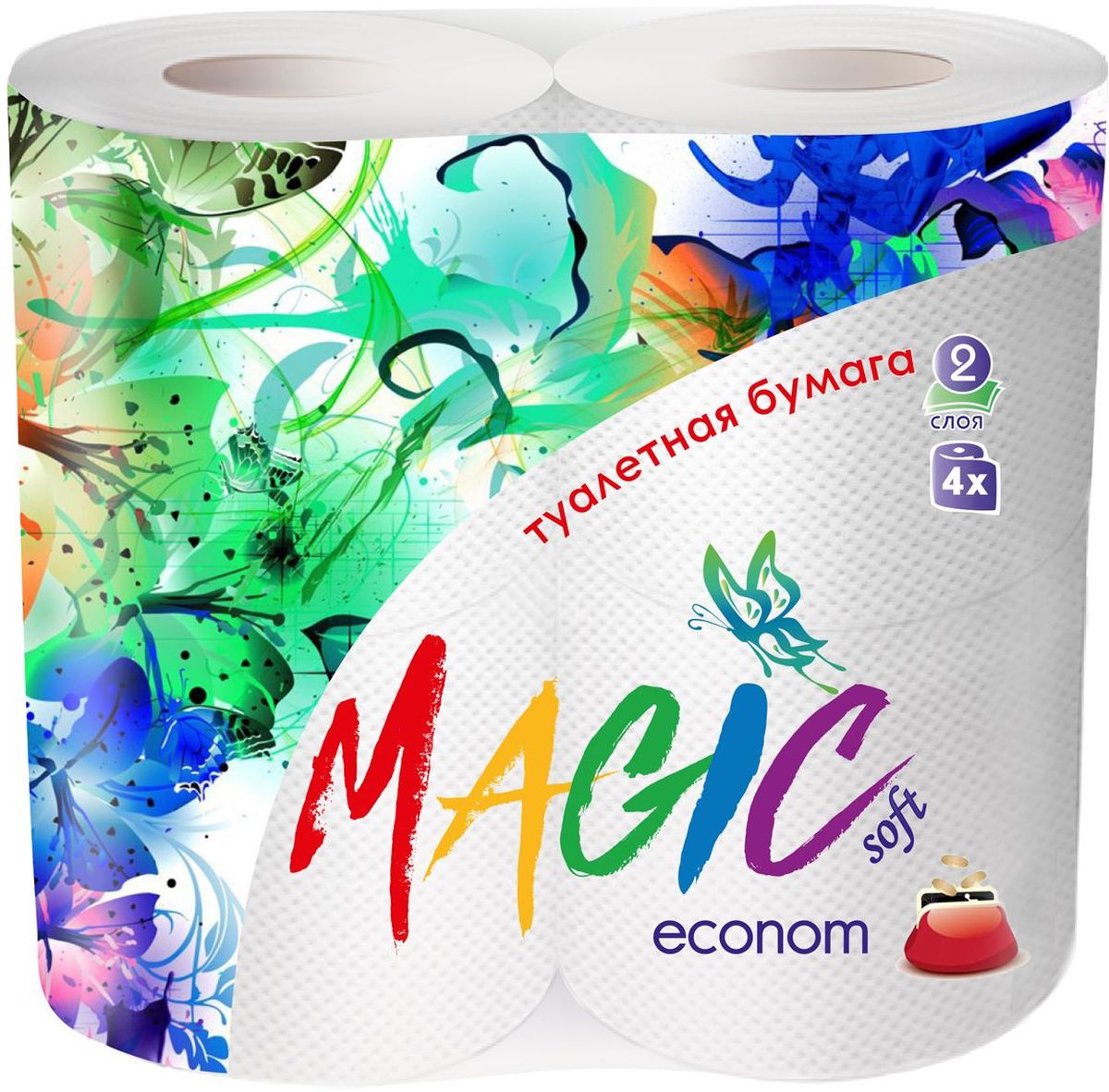 Туалетная бумага Magic Soft Econom, цвет: белый, 4 рулона20195 Туалетная бумага Magic Soft Econom, цвет: белый, 4 рулона20195Для бытового и санитарно-гигиенического назначения. Одноразового использования.