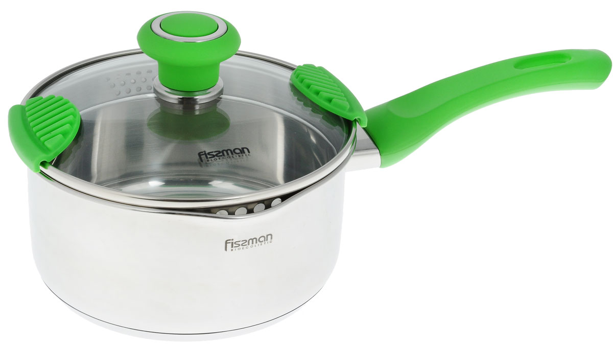 Ковш Fissman Verde с крышкой, 1,6 лSS-5185.16 Ковш Fissman Verde с крышкой, 1,6 лSS-5185.16Ковш Fissman Verde изготовлен из экологически безопасного для здоровья человека материала - высококачественной нержавеющей стали 18/10 (18% хрома, 10% никеля). Оптимальное соотношение элементов в составе придает этой стали особые свойства: она не ржавеет, ее очень легко чистить, она гигиенична, не вступает в реакцию с кислыми продуктами, отлично аккумулирует тепло, обладает элегантным металлическим блеском. Кроме того, посуда из такой стали долговечна и при надлежащем уходе может послужить не одному поколению. Утолщенное дно с алюминиевой сердцевиной обеспечивает оптимальный нагрев и распределение энергии. Алюминиевый слой обладает отличной теплопроводностью, и пища готовится гораздо быстрее. Тщательно подогнанная крышка, выполненная из жаропрочного стекла, сохраняет тепло. Внутренняя поверхность имеет отметки литража. Подходит для газовых, электрических, керамических и галогеновых плит. Можно мыть в посудомоечной машине. Диаметр ковша (по верхнему...