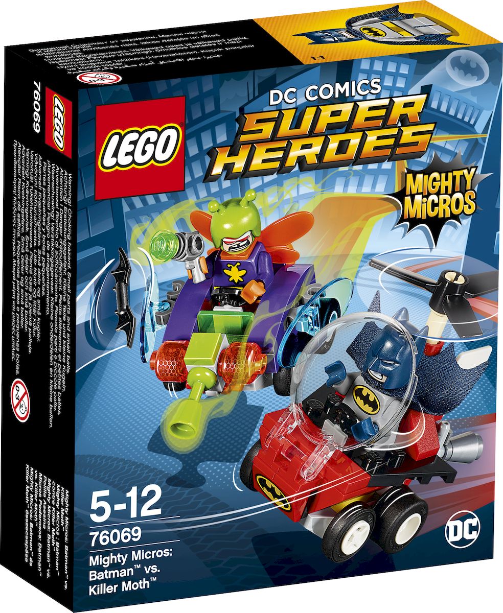 LEGO Super Heroes Конструктор Mighty Micros Бэтмен против Мотылька-убийцы 7606976069 LEGO Super Heroes Конструктор Mighty Micros Бэтмен против Мотылька-убийцы 7606976069Стремительно неситесь на Бэткоптере, чтобы сбить Мотылька-убийцу! Запустите Бэтаранг Бэтмена, прицелившись в крылья летающего жука, и одержите верх над суперзлодеем! Но будьте осторожны, опасайтесь ружья, стреляющего паутиной! Одержит ли Темный Рыцарь победу? Исход этой захватывающей супергеройской битвы зависит от вас! Набор включает в себя 83 разноцветных пластиковых элемента. Конструктор - это один из самых увлекательных и веселых способов времяпрепровождения. Ребенок сможет часами играть с конструктором, придумывая различные ситуации и истории.