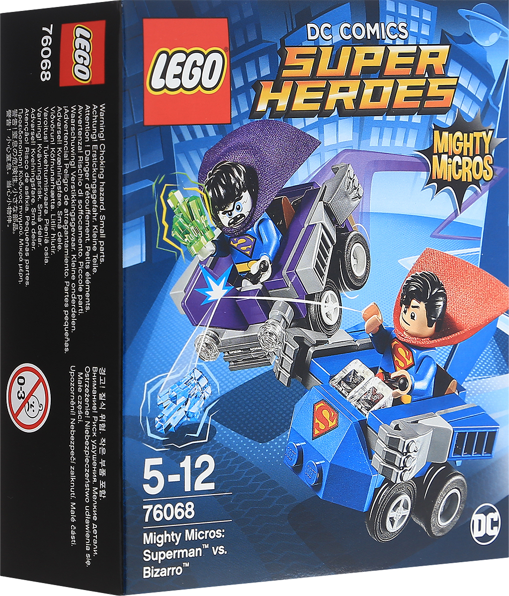 LEGO Super Heroes Конструктор Mighty Micros Супермен против Бизарро 7606876068 LEGO Super Heroes Конструктор Mighty Micros Супермен против Бизарро 7606876068Бросайтесь в погоню и поймайте Бизарро, если сможете! Кто знает, куда направится заклятый враг Супермена в своем автомобиле, построенном задом наперед! Используйте голубой Криптонит, чтобы лишить Бизарро сил, но остерегайтесь зеленого Криптонита! Сойдитесь в бою лицом к лицу, чтобы выяснить, кому суждено стать победителем! Набор включает в себя 93 разноцветных пластиковых элемента. Конструктор - это один из самых увлекательных и веселых способов времяпрепровождения. Ребенок сможет часами играть с конструктором, придумывая различные ситуации и истории.