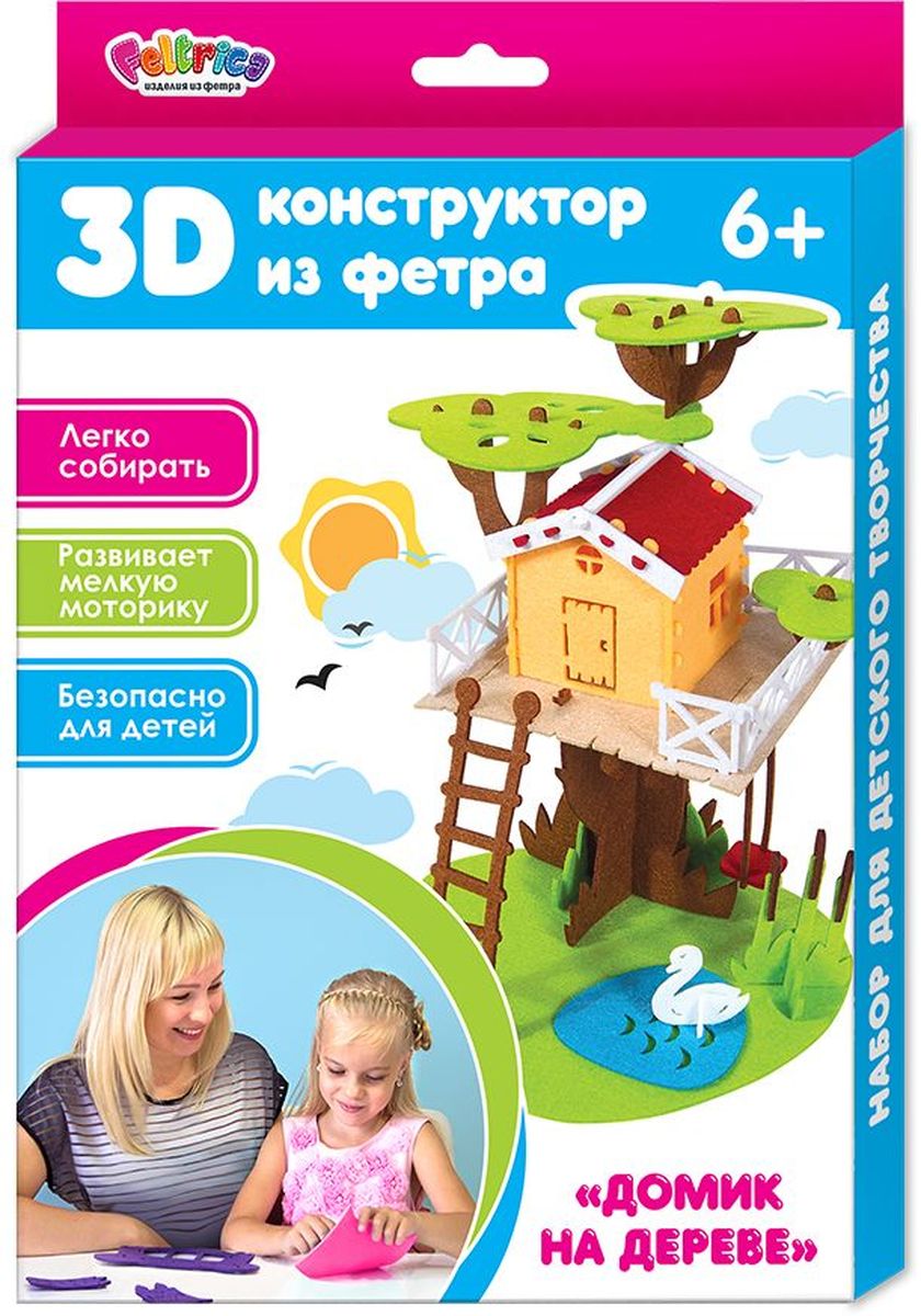 Feltrica 3D-конструктор из фетра Дом на дереве4627104426862 Feltrica 3D-конструктор из фетра Дом на дереве46271044268623D-конструктор из фетра - это увлекательное путешествие в мир творчества и фантазии. Способствует развитию мелкой моторики, координации и воображения.