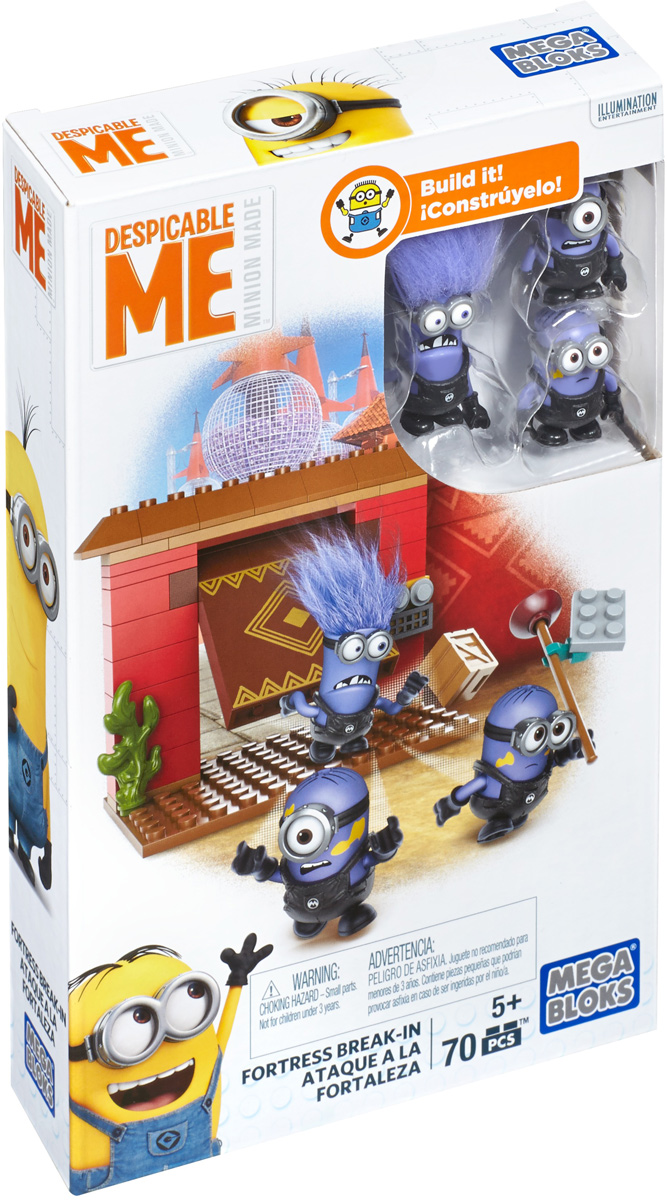 Mega Bloks Гадкий Я Конструктор Захват крепостиDKX75_DKX77 Mega Bloks Гадкий Я Конструктор Захват крепостиDKX75_DKX77Больше миньонов - больше проказ. Не важно, работают ли они на фабрике, или пытаются проникнуть в логово Эль Мачо: когда миньоны собираются вместе - хаос обеспечен! С помощью конструктора Mega Bloks Гадкий Я Захват крепости устрой веселый переполох в интерьере крепостных ворот! В комплекте 3 фигурки миньонов. Конструктор содержит 70 деталей.