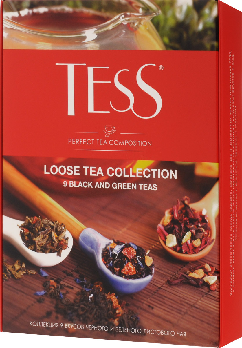 Tess Коллекция листового чая 9 видов, 350 г1183-12 Tess Коллекция листового чая 9 видов, 350 г1183-12Ценность чая определяется многими обстоятельствами - местом и временем сбора чайного листа, особенностями его обработки и свежестью, оригинальностью и полнотой природного вкусового букета. В коллекции листового чая Tess вы найдете классические сорта черного и зеленого чая, выращенные на самых известных плантациях Цейлона, Индии и Китая, и изысканные композиции, в которых высококачественные чайные листья гармонично сочетаются с натуральными фруктами, я годами, лепестками цветов и душистыми травами. Самобытные и индивидуальные купажи чая Tess покоряют множеством оттенков и полутонов, которые хорошо слышны в идеально выверенной вкусовой гамме. Каждый купаж в коллекции листового чая Tess - это великолепный пример сочетания многовековых чайных традиций, новаторского стиля и вдохновенной импровизации в составлении чайных композиций. В состав набора входят следующие сорта чая: Tess Sunrise (черный байховый цейлонский крупнолистовой), 25 г Tess...