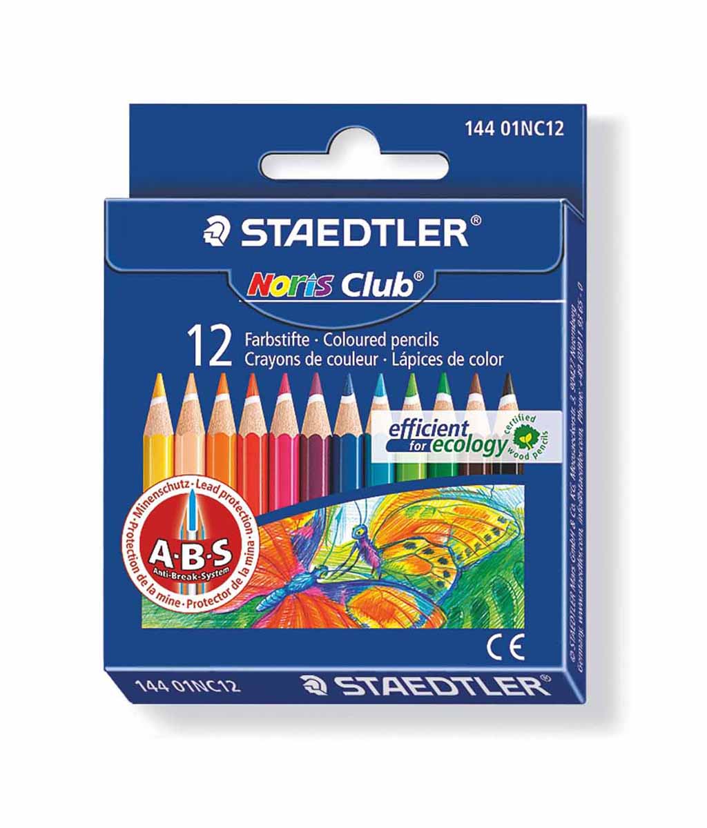 Staedtler Набор цветных карандашей Noris Club 144 12 цветов14401NC1210 Staedtler Набор цветных карандашей Noris Club 144 12 цветов14401NC1210Цветные карандаши Staedtler Noris Club обладают классической шестиугольной формой. Разработанные специально для детей они имеют мягкий грифель и насыщенные цвета, а белое защитное покрытие грифеля (А·B·S) делает его более устойчивым к повреждению. С цветными карандашами Noris Club ваши дети будут создавать яркие и запоминающиеся рисунки. Длина карандашей - 88 мм.