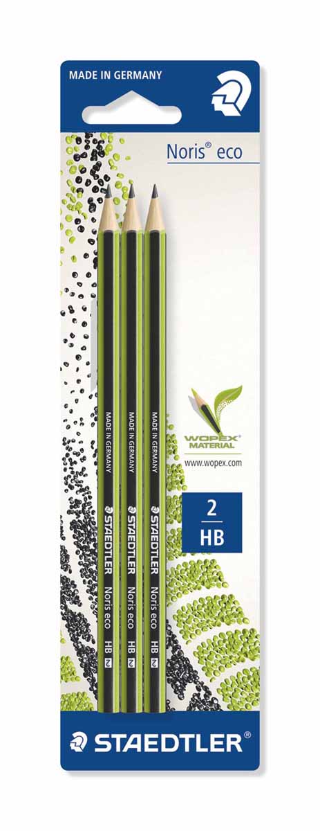 Staedtler Набор чернографитовых карандашей Noris Eco HB 3 шт18030HBBK3 Staedtler Набор чернографитовых карандашей Noris Eco HB 3 шт18030HBBK3Набор высококачественных чернографитовых карандашей Staedtler Noris Eco шестигранной формы. Карандаши обладают превосходной устойчивостью к поломке и приятной наощупь поверхностью. Цвет корпуса - черно-зеленый.