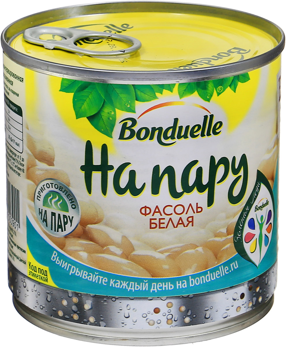 Bonduelle белая фасоль На Пару, 310 г5546 Bonduelle белая фасоль На Пару, 310 г5546Фасоль приготовлена по специальной технологии На пару, поэтому в банке практически нет заливки. Это полностью готовый традиционный ингредиент, который особенно хорош для салатов благодаря тому, что не разваривается и сохраняет упругую форму. Уважаемые клиенты! Обращаем ваше внимание, что полный перечень состава продукта представлен на дополнительном изображении.