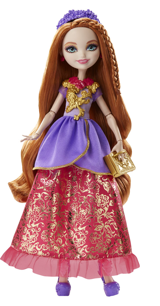 Ever After High Кукла Отважная принцесса Холли ОХараDVJ17_DVJ20 Ever After High Кукла Отважная принцесса Холли ОХараDVJ17_DVJ20Могущественным принцессам Ever After High нужен образ под стать! Бальное платье куклы Холли ОХара с многослойной юбкой и сияющим акцентом легко превращается в повседневный наряд. А детское кольцо, входящее в комплект, поможет превратить сказку в реальность. Образ куклы дополняют нарядные туфли, ободок, сумочка и ожерелье. Отправьтесь с сказку со счастливым концом с куклами Ever After High.