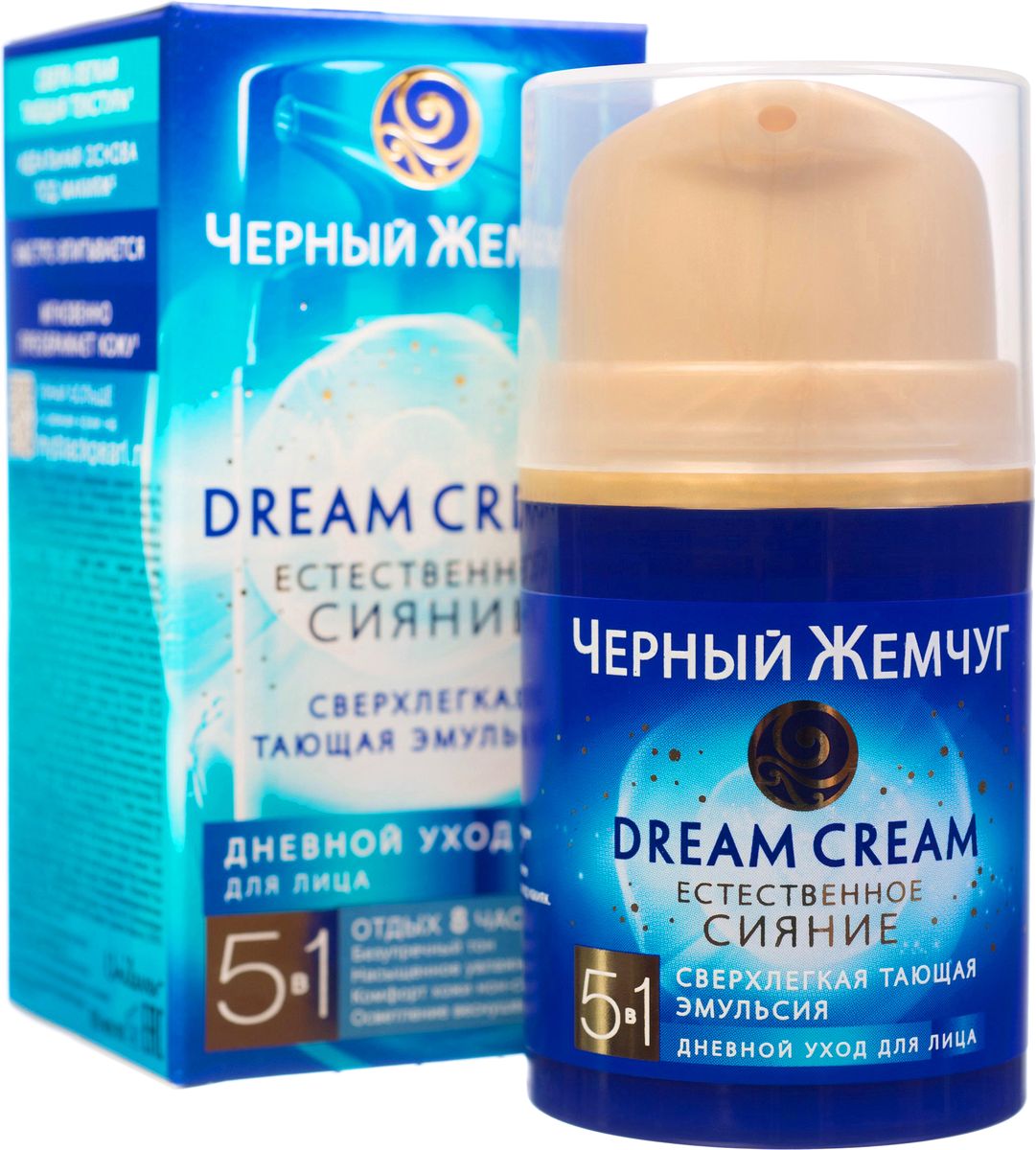 Черный жемчуг Dream Cream Эмульсия для лица Естественное сияние 50 мл11053852 Черный жемчуг Dream Cream Эмульсия для лица Естественное сияние 50 мл11053852Дневная эмульсия Dream Cream легко распределяется, быстро впитывается и позволяет дышать коже без утяжеления. Сверхлегкая тающая эмульсия не только ухаживает за кожей, но и обеспечивает ей надежную защиту от солнца на уровне SPF 10 благодаря входящим в состав средства UV(УФ)-фильтрам. С каждым днем ваше кожа будет становиться все более совершенной, и вы не сможете это не заметить.