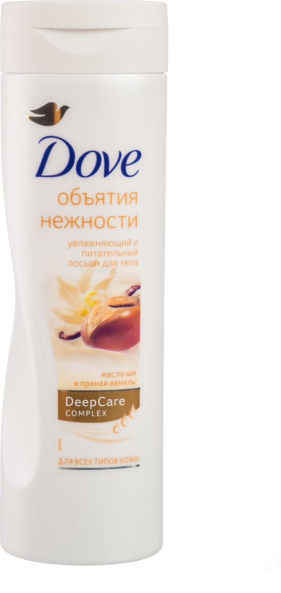 Dove Лосьон для тела Объятия нежности масло ши 250 мл0523019984 Dove Лосьон для тела Объятия нежности масло ши 250 мл0523019984Забота о коже еще никогда не была столь приятной! Лосьон Dove Объятия нежности глубоко питает и смягчает кожу благодаря великолепному сочетанию питательного крема и масла ши. А сладость пряной ванили подарит ощущение полной гармонии с собой и окружающим миром. Превратите свой ежедневный уход в настоящее удовольствие.