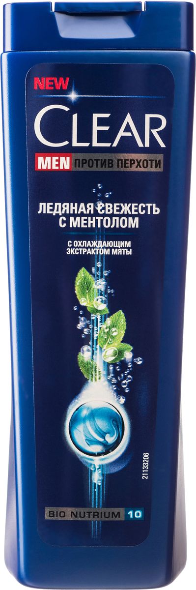 Clear Men Шампунь против перхоти Ледяная свежесть с ментолом 200 мл051755486 Clear Men Шампунь против перхоти Ледяная свежесть с ментолом 200 мл051755486Созданный специально для мужчин Шампунь Ледяная свежесть с ментолом и эвкалиптом обеспечивает двойное действие: унимает зуд и смягчает раздражение. Комплекс Nutrium 10, входящий в состав шампуня — это насыщенная смесь 10 питательных веществ и растительных активных компонентов. При регулярном применении он активирует естественный защитный слой против перхоти кожи головы, позволяя вам гарантированно защищаться от перхоти.
