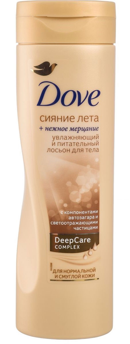 Dove Лосьон для тела Сияние лета 250 мл8482048 Dove Лосьон для тела Сияние лета 250 мл8482048Увлажняющий и питательный лосьон для тела Dove Сияние лета для нормальной и смуглой кожи. Лосьон для тела с компонентами автозагара и светоотражающими частицами постепенно придает вашей коже нежный оттенок загара, питает, увлажняет и дарит легкое мерцающее сияние. DeepCare Complex - комплекс глубокого ухода, питает и увлажняет кожу благодаря входящим в его состав родственным коже ухаживающим компонентам и питательному маслу. Характеристики: Объем: 250 мл. Производитель: Германия. Товар сертифицирован.