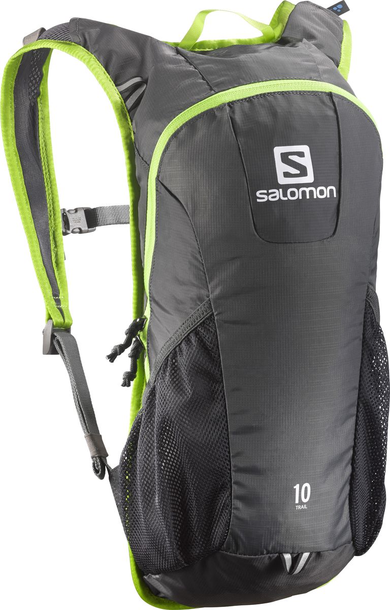 Рюкзак спортивный Salomon Trail 10, цвет: серый, 10 л. L37997800L37997800 Рюкзак спортивный Salomon Trail 10, цвет: серый, 10 л. L37997800L37997800Рюкзак Salomon Trail 10 выполнен из высококачественного полиамида. Рюкзак имеет одно вместительное отделение и закрывается на застежку-молнию. Рюкзак оснащен мягкими удобными лямками, длина которых регулируется с помощью пряжек. Изделие дополнено удобной ручкой для переноски или подвешивания. На внешней стороне расположены два открытых кармана-сетки. Полюбившийся бегунам рюкзак Trail 10 получил новый обтекаемый силуэт. Сбалансированное распределение нагрузки, простота в использовании, быстрый доступ в основное отделение, удобные набедренные карманы. Идеально подходит для забегов на средние дистанции и однодневных походов по любым маршрутам.