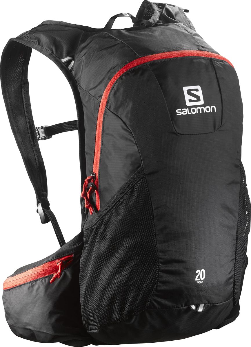 Рюкзак спортивный Salomon Trail 20, цвет: черный, 20 л. L37998100L37998100 Рюкзак спортивный Salomon Trail 20, цвет: черный, 20 л. L37998100L37998100Рюкзак Salomon Trail 20 выполнен из высококачественного полиамида и полиэстера. Рюкзак имеет одно вместительное отделение и закрывается на застежку-молнию. Рюкзак оснащен мягкими удобными лямками, длина которых регулируется с помощью пряжек. Изделие дополнено удобной ручкой для переноски или подвешивания. На внешней стороне расположены два открытых кармана-сетки. Полюбившийся бегунам рюкзак Trail 20 получил новый обтекаемый силуэт. Сбалансированное распределение нагрузки, простота в использовании, быстрый доступ в основное отделение, удобные набедренные карманы. Идеально подходит для забегов на средние дистанции и однодневных походов по любым маршрутам.