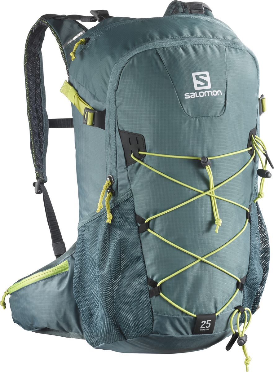 Рюкзак спортивный Salomon Evasion 25, цвет: зеленый, 25 л. L39319500L39319500 Рюкзак спортивный Salomon Evasion 25, цвет: зеленый, 25 л. L39319500L39319500Рюкзак Salomon Evasion 25 выполнен из высококачественного полиамида и полиэстера. Рюкзак имеет одно вместительное отделение и закрывается на застежку-молнию. Рюкзак оснащен мягкими удобными лямками, длина которых регулируется с помощью пряжек. На внешней стороне расположены два открытых кармана-сетки. Устойчивый и комфортный рюкзак Evasion 25 имеет фиксаторы для палок и другого снаряжения, необходимого во время однодневного похода.