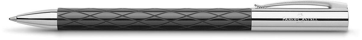 Faber-Castell Ручка шариковая Ambition Rhombus M148900 Faber-Castell Ручка шариковая Ambition Rhombus M148900Шариковая ручка высшего качества черный корпус изготовлен из редкой смолы с гравированным дизайном оба конца из хромированного шлифованного металла упругий клип поворотный механизм twist объемный черный стержень М индивидуальная подарочная упаковка