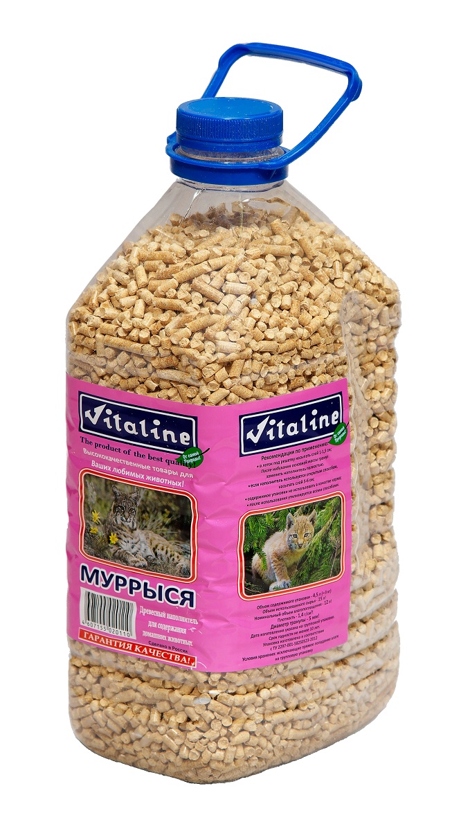 Наполнитель для кошек Vitaline Муррыся, древесный, 3 кг332 Наполнитель для кошек Vitaline Муррыся, древесный, 3 кг332Древесный наполнитель для кошачьих туалетов Муррыся Древесные наполнители относятся к впитывающим наполнителям для кошачьих туалетов, т.е. он впитывают влагу, но не образуют комок, а просто рассыпаются. Безусловный плюс наполнителя Муррыся – это невысокая стоимость, натуральность происхождения и безопасность применения. После использования древесный наполнитель можно сливать в канализацию. Рекомендации к применению: При использовании наполнителя для кошек и котят: - насыпать под решётку слоем 1-2 см - открытым способом 3-5 см Использованный наполнитель не требует особых условий утилизации. Содержимое упаковки не применять в качестве корма.