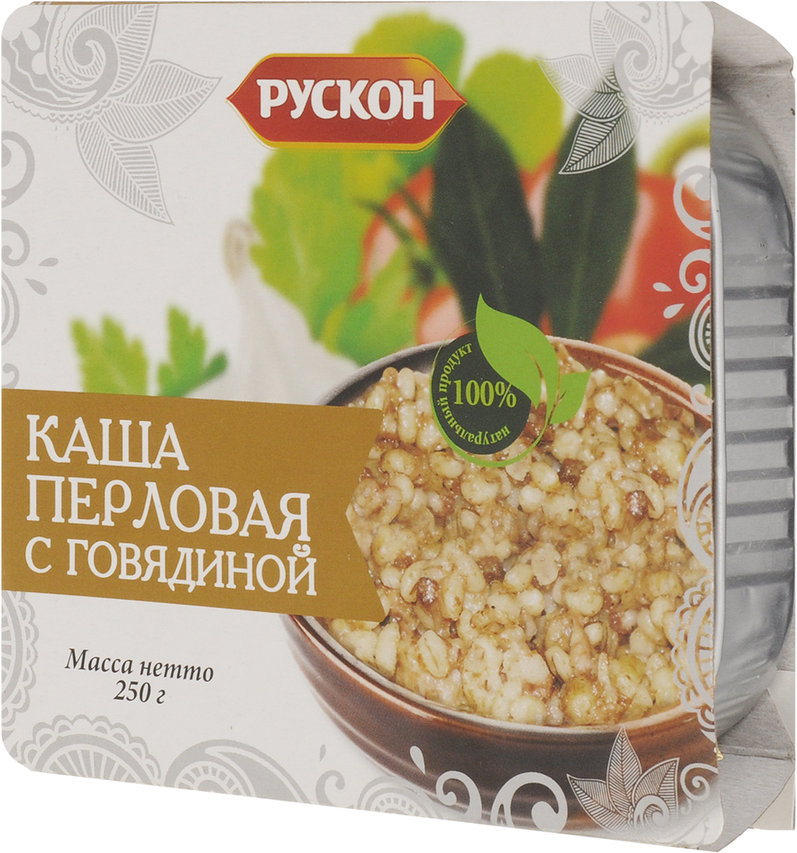 Рускон каша перловая с говядиной, 250 г5405 Рускон каша перловая с говядиной, 250 г5405Перловая каша с говядиной Рускон - это мясорастительные стерилизованные натуральные консервы без ГМО, консервантов, и добавления сои. Они отлично подойдут для сытного обеда в качестве второго блюда с гарниром. Уважаемые клиенты! Обращаем ваше внимание, что полный перечень состава продукта представлен на дополнительном изображении.