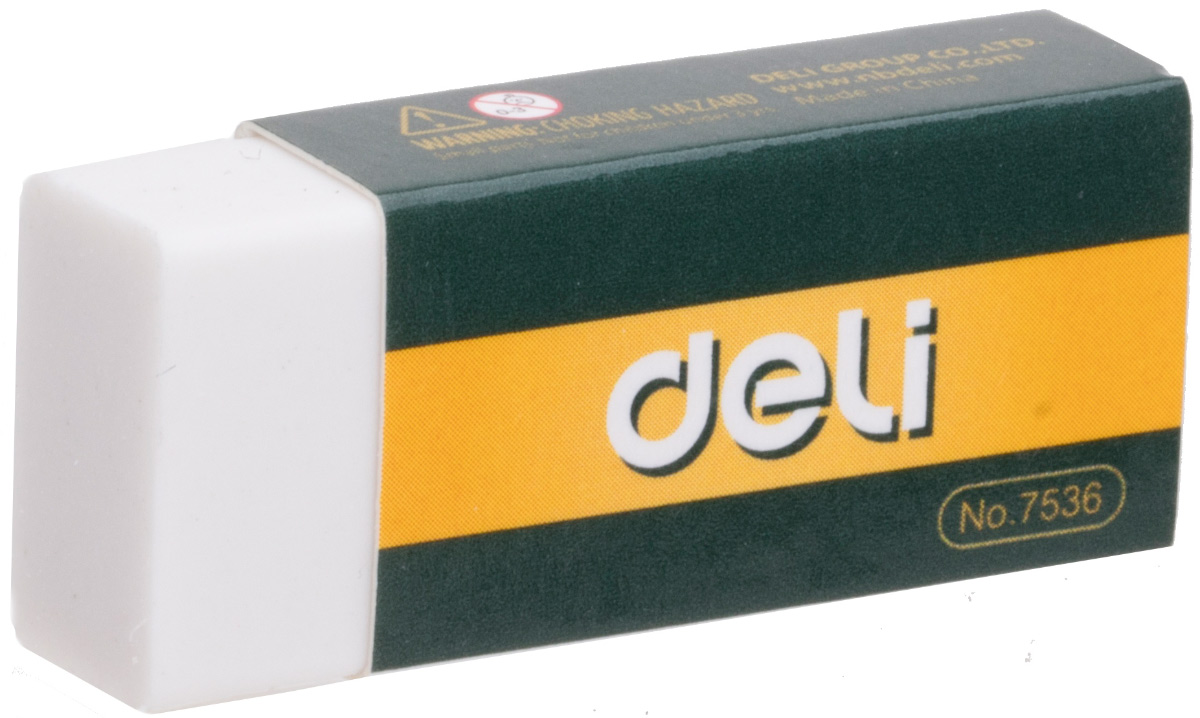 Deli Ластик цвет белый E7536E7536 Deli Ластик цвет белый E7536E7536Ластик Deli имеет мягкую структуру, обладает высокой гибкостью, обеспечивая безупречное стирание. Ластик изготовлен из каучука и упакован в индивидуальную картонную упаковку.