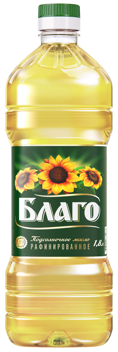 Благо масло подсолнечное рафинированное высший сорт, 1,8 л4607014783781 Благо масло подсолнечное рафинированное высший сорт, 1,8 л4607014783781Одинаково хорошо подойдет и для жарки, и для заправки салатов, и для приготовления выпечки. Для его производства используются только отборные семечки, собранные на полях российского Черноземья. Именно благодаря отборному натуральному сырью и высоким стандартам качества, масло Благо заслужило признание хозяек России.
