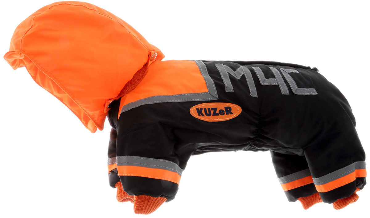 Комбинезон для собак Kuzer-Moda МЧС, для мальчика, утепленный, цвет: черный, оранжевый. Размер XSKZ001686 Комбинезон для собак Kuzer-Moda МЧС, для мальчика, утепленный, цвет: черный, оранжевый. Размер XSKZ001686Комбинезон для собак Kuzer-Moda МЧС отлично подойдет для прогулок в прохладную погоду. Комбинезон изготовлен из прочной, ткани, которая сохранит тепло и обеспечит отличный воздухообмен. Комбинезон с капюшоном застегивается на кнопки, благодаря чему его легко надевать и снимать. Капюшон пристегивается при помощи кнопок. Ворот, низ рукавов и брючин оснащены резинками, которые мягко обхватывают шею и лапки, не позволяя просачиваться холодному воздуху. Изделие снабжено светоотражающими элементами. На пояснице имеются затягивающиеся шнурки, которые также не позволяют проникнуть холодному воздуху. Благодаря такому комбинезону простуда не грозит вашему питомцу, и он не даст любимцу продрогнуть на прогулке. Длина по спинке 27,5 см.