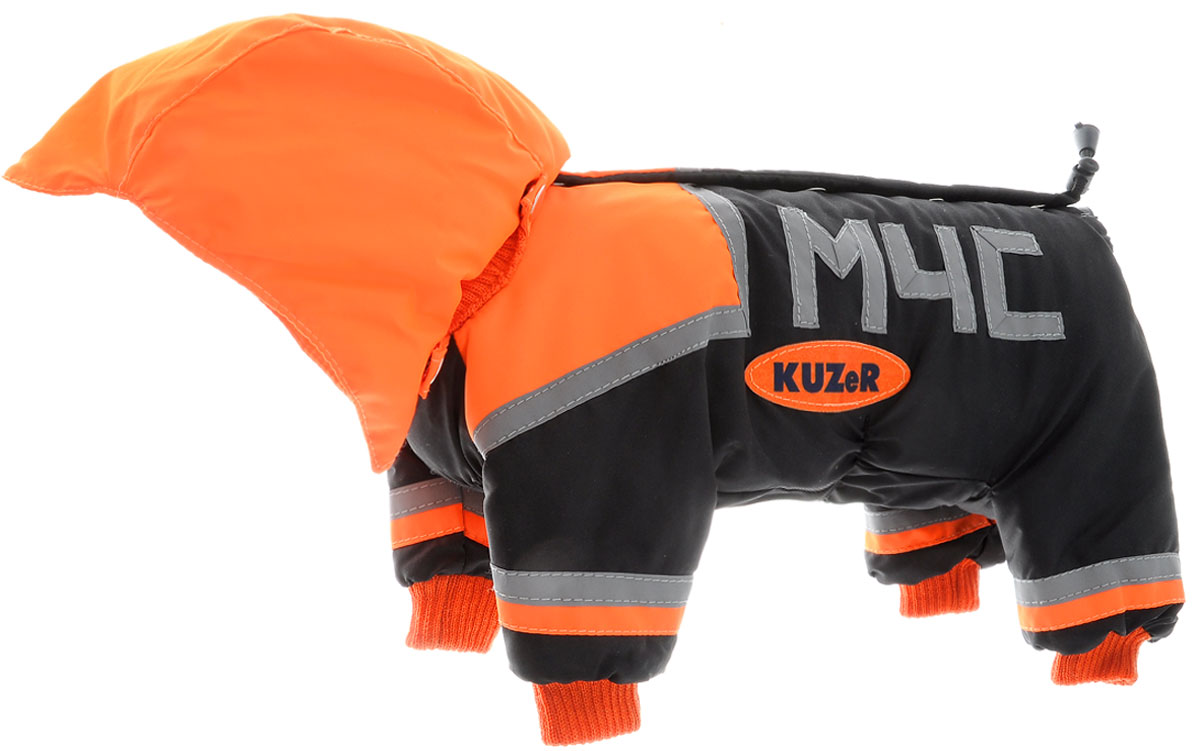 Комбинезон для собак Kuzer-Moda МЧС, для мальчика, утепленный, цвет: черный, оранжевый. Размер XXSKZ001684 Комбинезон для собак Kuzer-Moda МЧС, для мальчика, утепленный, цвет: черный, оранжевый. Размер XXSKZ001684Комбинезон для собак Kuzer-Moda МЧС отлично подойдет для прогулок в прохладную погоду. Комбинезон изготовлен из прочной, ткани, которая сохранит тепло и обеспечит отличный воздухообмен. Комбинезон с капюшоном застегивается на кнопки, благодаря чему его легко надевать и снимать. Капюшон пристегивается при помощи кнопок. Ворот, низ рукавов и брючин оснащены резинками, которые мягко обхватывают шею и лапки, не позволяя просачиваться холодному воздуху. Изделие снабжено светоотражающими элементами. На пояснице имеются затягивающиеся шнурки, которые также не позволяют проникнуть холодному воздуху. Благодаря такому комбинезону простуда не грозит вашему питомцу, и он не даст любимцу продрогнуть на прогулке. Длина по спинке 27 см.