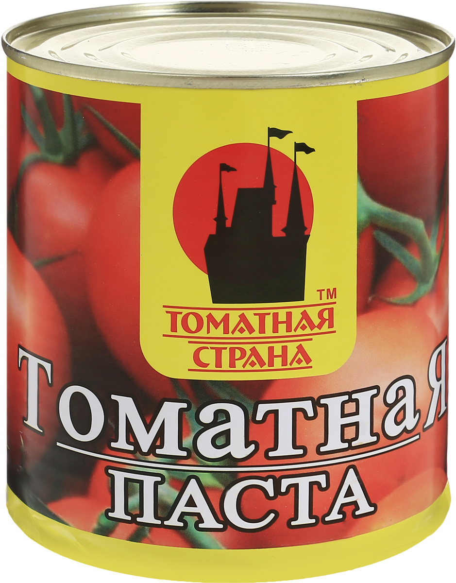 Томатная страна Паста томатная, 780 г81 Томатная страна Паста томатная, 780 г81Томатная паста Томатная страна - кулинарная паста из помидоров. В процессе изготовления помидоры протирают для получения гомогенной массы, а затем концентрируют полученное изделие, в частности, путем уваривания. Томатная паста отличается от томат-пюре большей концентрацией - содержание сухих веществ 27%. Томатная паста может использоваться для изготовления кетчупа, восстановленного томатного сока и других продуктов на томатной основе. В небольших количествах используется для обогащения аромата соусов. Томатную пасту добавляют в супы, используют как основу соуса для пиццы.