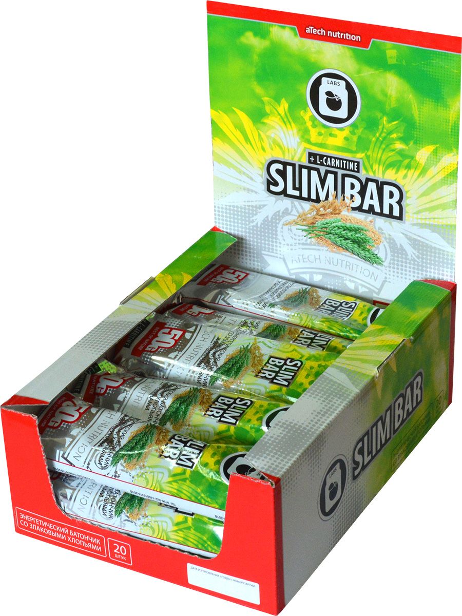 Спортивный батончик aTech Nutrition Slim Bar, 50 г, 20 шт14630019671330 Спортивный батончик aTech Nutrition Slim Bar, 50 г, 20 шт14630019671330Батончик Slim bar, с содержанием л-карнитина, отлично подходит для людей, ведущих активный образ жизни и следящих за собственным весом. Важным свойством л-карнитина является усиление обмена веществ и превращение жирных кислот в энергию, увеличение работоспособности и заряд отличным настроением на весь день! Будь в форме в любой ситуации с батончиками Slim bar от aTech nutrition! Находясь в автомобильной пробке или офисе, на отдыхе с друзьями или на парах, на велопрогулке или в спортзале - для восполнения энергии при отсутствии возможности полноценного приема пищи или между ними воспользуйся батончиками от aTech nutrition! В состав батончиков от aTech nutrition входят витамины и минералы, различные виды протеина, клетчатка и особые активные компоненты. Важно, что они предназначены не только для спортсменов, а для всех людей, следящих за своим питанием. В ассортименте выпускаемой нами продукции присутствуют Protein bar с повышенным содержанием сывороточных и молочных белков, Slim...
