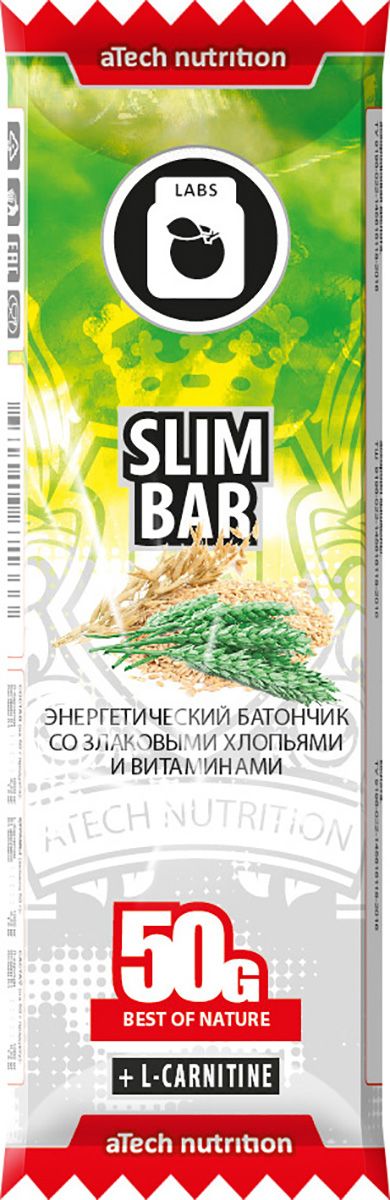 Спортивный батончик aTech Nutrition Slim Bar, 50 г4630019671333 Спортивный батончик aTech Nutrition Slim Bar, 50 г4630019671333Батончик Slim bar, с содержанием л-карнитина, отлично подходит для людей, ведущих активный образ жизни и следящих за собственным весом. Важным свойством л-карнитина является усиление обмена веществ и превращение жирных кислот в энергию, увеличение работоспособности и заряд отличным настроением на весь день! Будь в форме в любой ситуации с батончиками Slim bar от aTech nutrition! Находясь в автомобильной пробке или офисе, на отдыхе с друзьями или на парах, на велопрогулке или в спортзале - для восполнения энергии при отсутствии возможности полноценного приема пищи или между ними воспользуйся батончиками от aTech nutrition! В состав батончиков от aTech nutrition входят витамины и минералы, различные виды протеина, клетчатка и особые активные компоненты. Важно, что они предназначены не только для спортсменов, а для всех людей, следящих за своим питанием. В ассортименте выпускаемой нами продукции присутствуют Protein bar с повышенным содержанием сывороточных и молочных белков, Slim...