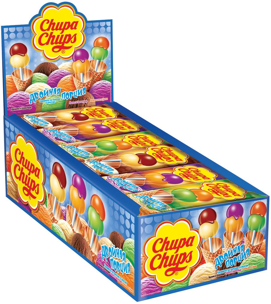 Chupa Chups карамель "Двойная порция" ассорти, 24 штуки по 16,8 г Chupa Chups карамель "Двойная порция" ассорти, 24 штуки по 16,8 г