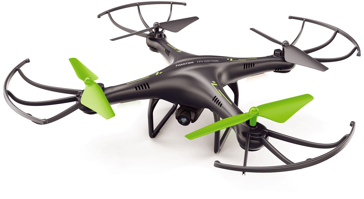 Pilotage Квадрокоптер на радиоуправлении Phantom FPV Edition RTFRC49581 Pilotage Квадрокоптер на радиоуправлении Phantom FPV Edition RTFRC49581Квадрокоптер на радиоуправлении Pilotage Phantom FPV Edition RTF оснащен современной WiFi камерой, имеет множество полезных функций и возможностей, и великолепно подходит для пилотов, которые хотят освоить увлекательный мир полетов по FPV. Данный квадрокоптер не требует лицензии для полетов. На квадрокоптере установлена WiFi камера, с помощью которой можно делать удивительные фотографии и видео с высоты птичьего полета. Данная камера обеспечивает трансляцию изображения в режиме реального времени, что позволяет оператору воспринимать полет, как будто он находится в кабине кадрокоптера. Все, что видит объектив камеры транслируется на экран вашего смартфона, который можно закрепить на кронштейне пульта управления. Соответствующее бесплатное приложение для iOS и Android позволяет поделиться отснятыми кадрами с друзьями или использовать смартфон в качестве пульта управления. Разрешение камеры 640 х 480 пикселей, фотографии сохраняются в виде файлов JPG, а видео в виде AVI-файлов....