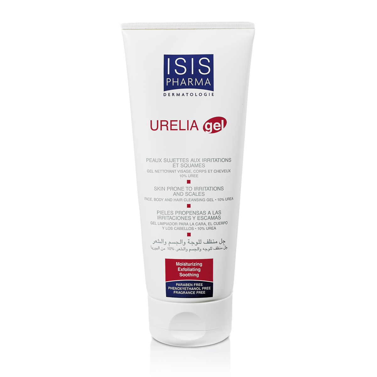Isispharma Гель Urelia gel для мытья лица, тела и волос для сухой кожи, склонной к раздражению и шелушению 200 мл11054 Isispharma Гель Urelia gel для мытья лица, тела и волос для сухой кожи, склонной к раздражению и шелушению 200 мл11054URELIA gel – пенящийся увлажняющий гель для умывания лица, тела и волос с 10% содержанием мочевины. Показания: При сухости, зуде, раздражении и шелушении кожи. Действие: Очищает, помогает устранить шелушение. Увлажняет. Оказывает успокаивающий и противозудный эффект. Восстанавливает барьерную функцию кожи. Основные свойства ингредиентов: Мочевина 10%: помогает устранить шелушение, избавляет от дискомфорта, оказывает успокаивающий и противозудный эффект. Запатентованный комплекс аминокислот: оказывает смягчающее и восстанавливающее действие, создает барьерную гидро-липидную пленку, уменьшающую потерю влаги. • Альфа-гидроксидные кислоты: отшелушивающие свойства • Натрия хлорид: оптимизирует эффективность мочевины. Гипоаллергенно. Не содержит парабенов, мыла, феноксиэтанола, отдушек.