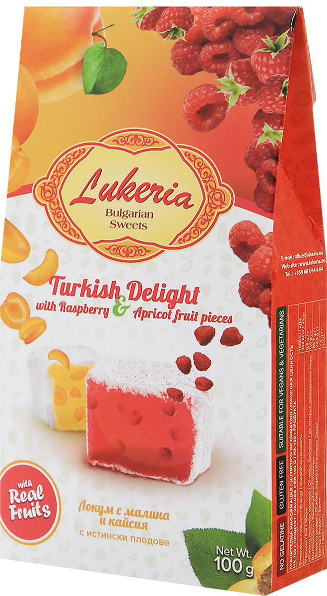 Lukeria рахат-лукум с малиной и абрикосом, 100 гL10045 Lukeria рахат-лукум с малиной и абрикосом, 100 гL10045История восточных сладостей насчитывает многие тысячелетия. Благодаря гурманам Ближнего и Среднего Востока во всем мире стали известны халва, нуга, пахлава и, конечно, знаменитый рахат-лукум - уже сами эти названия содержат привкус восточных сказок. Отличало их также то, что восточные сладости можно было хранить в теплом климате, и они не теряли своей свежести и не портились. Экзотические лакомства далекого Востока в течение долгого времени были неизвестны европейцам. В Европе они появились примерно в XVII-XVIII веках, их подавали в самых богатых домах как изысканные деликатесы. Вскоре восточные сладости стали признаком тонкого вкуса. Уважаемые клиенты! Обращаем ваше внимание, что полный перечень состава продукта представлен на дополнительном изображении.