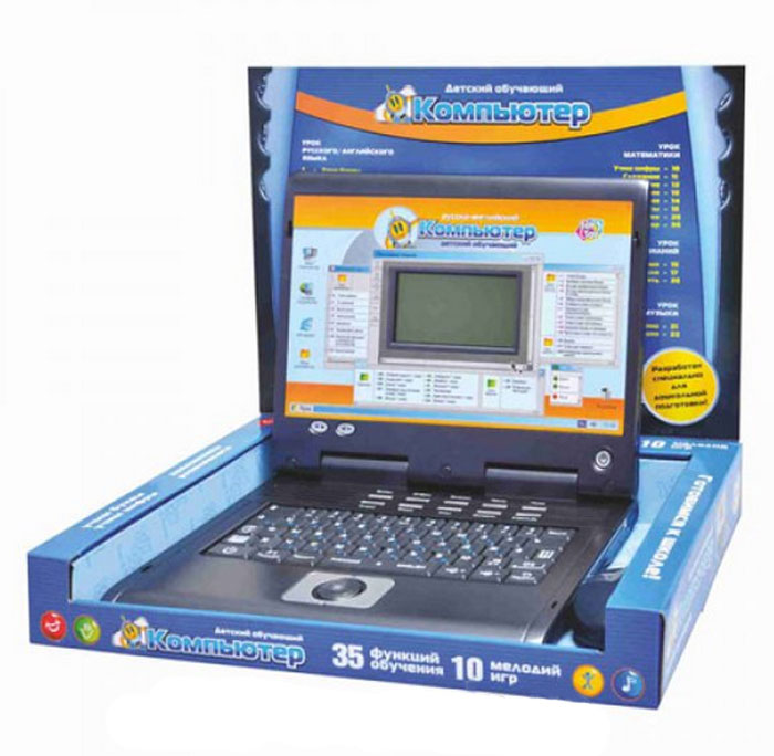Joy Toy Детский обучающий компьютер с мышкойA848-H05015 Joy Toy Детский обучающий компьютер с мышкойA848-H05015Детский обучающий компьютер Joy Toy - это прекрасный подарок для вашего ребенка. Компьютер работает в 35-ти различных обучающих режимах. Игрушка оснащена жидкокристаллическим дисплеем, компьютерной мышкой, а также звуковыми эффектами в виде русских мелодий и играми. С его помощью ребенок с интересом начнет учить буквы, слова, научится писать, рисовать, играть различные мелодии и различать музыкальные инструменты. Научится считать, освоит сложение, вычитание, умножение, деление. Выучит дни недели и время. Освоит начальный уровень английского языка. Содержащиеся в обучающем компьютере игры развивают внимание и зрительную память ребенка. Всего этот компьютер имеет 35 функций обучения, 10 русских мелодий и 10 веселых игр. Кроме всего этого ребенок послушает песенку про алфавит. Компьютер разработан специально для дошкольной подготовки. Рекомендуется докупить 3 батарейки напряжением 1,5V типа АА (товар комплектуется демонстрационными).