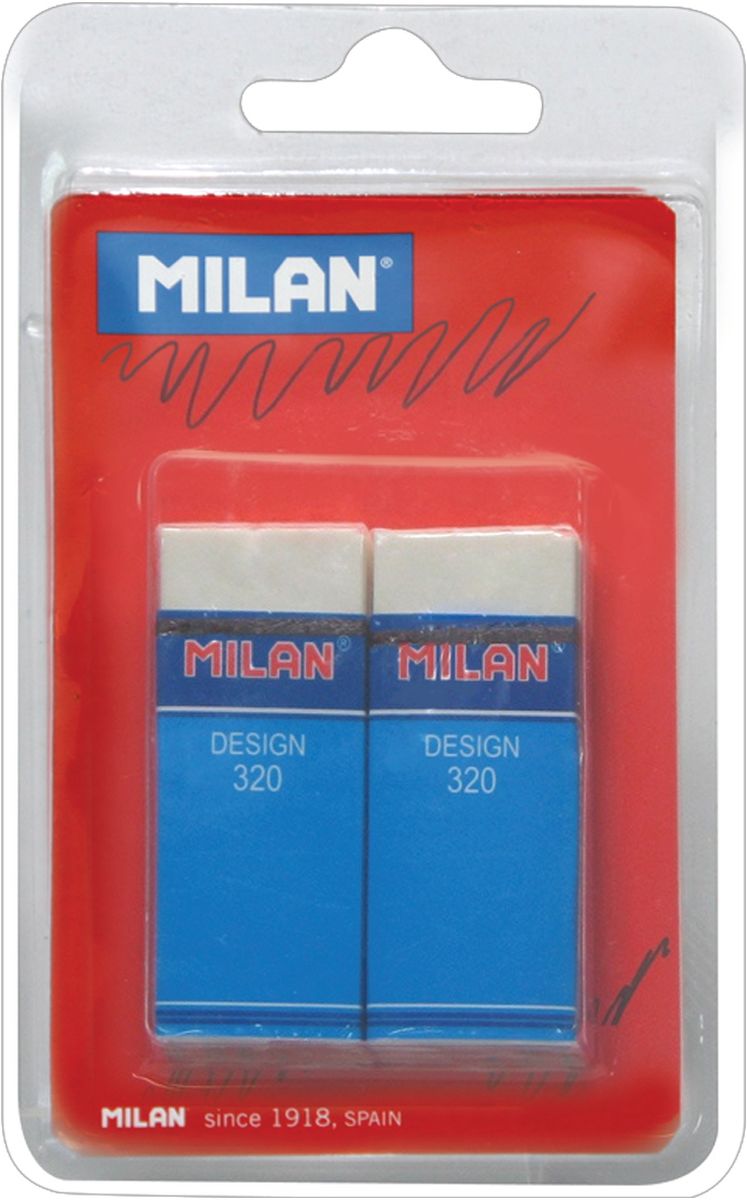 Milan Набор ластиков Design 320, 2штBPM10042 Milan Набор ластиков Design 320, 2штBPM10042Набор ластиков Milan Design 320 включает в себя 2 мягких ластика с великолепными абсорбирующими свойствами для профессионалов. Удобная защитная пленка и бумажный держатель. Для карандашей с твердостью 3H, 2H, H, F, HB, B и 2B.