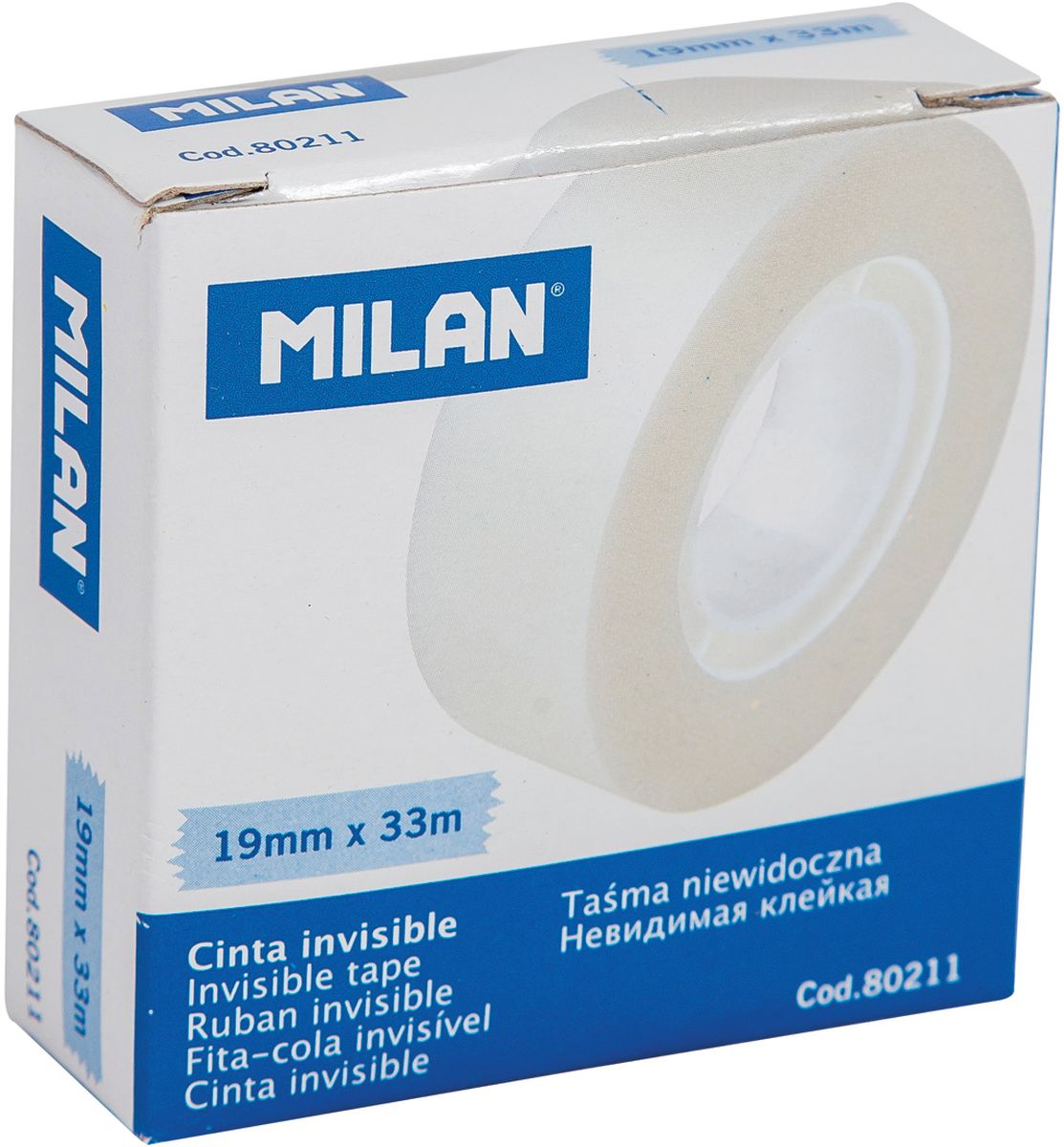 Milan Клейкая лента 33 м х 19 мм80211 Milan Клейкая лента 33 м х 19 мм80211Матовая канцелярская клейкая лента Milan. Невидима после наклеивания. Можно делать надписи поверх ленты. Незаметная при копировании. Идеально подходит для склеивания порванных денежных купюр, документов.