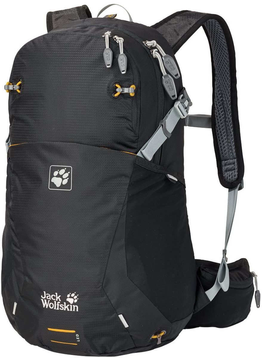 Рюкзак Jack Wolfskin Moab Jam 24, цвет: черный. 2002303-60002002303-6000 Рюкзак Jack Wolfskin Moab Jam 24, цвет: черный. 2002303-60002002303-6000Рюкзак спортивный Jack Wolfskin Moab Jam 18 - легкий компактный повседневный рюкзак для занятий спортом. Оснащен гибкой поддерживающей системой. Поскольку рюкзак благодаря этой системе располагается близко к телу, вы всегда полностью контролируете груз, даже если в пути придется передвигаться быстро. Центральный вентиляционный канал и воздухопроницаемая мягкая подушка для спины оптимизируют вентиляцию, повышая комфорт при ношении. Благодаря своему упорядоченному делению и креплениям для шлема, трекинговых палок, насоса и светодиодного фонарика рюкзак оптимально подходит для активных походов и будней на природе.