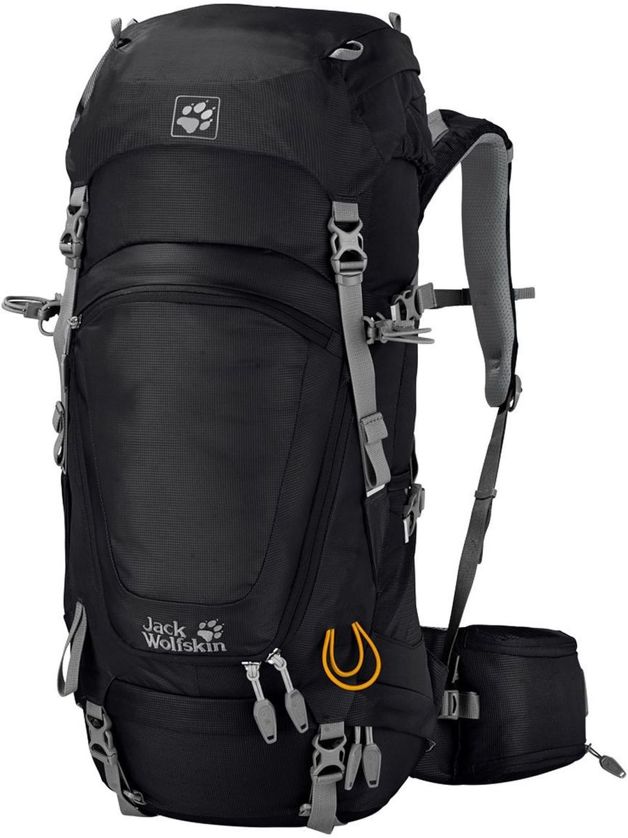Рюкзак туристический Jack Wolfskin Highland Trail 36, цвет: черный. 2004631-60002004631-6000 Рюкзак туристический Jack Wolfskin Highland Trail 36, цвет: черный. 2004631-60002004631-6000Рюкзак туристический Jack Wolfskin идеально сидит и превосходно вентилируется, подходит как для однодневных, так и для многодневных походов. Для высокого уровня комфорта при ношении использована поддерживающая система. Она полностью ориентирована на высокий контроль нагрузки при большой подвижности. За счет минимизации контактных поверхностей мы добиваемся максимальной вентиляции. В путешествии с Highland Trail 36 ваше снаряжение всегда хорошо организовано. Клапанное отделение можно регулировать по высоте или полностью отстегнуть. Для облегчения доступа рюкзак оснащен застежкой-молнией по кругу. На поясном ремне расположены дополнительные карманы, один из которых можно использовать как футляр для бутылки.