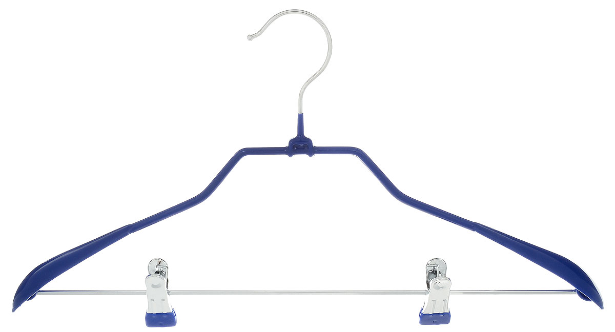 Вешалка для костюма Attribute Hanger Home, с клипсами, цвет: синий, длина 45 смAHS181 Вешалка для костюма Attribute Hanger Home, с клипсами, цвет: синий, длина 45 смAHS181Вешалка для костюма Attribute Hanger Home выполнена из металла с антискользящим покрытием из ПВХ. Зажимы для брюк имеют специальные накладки, чтобы не повредить ткань. Длина вешалки: 45 см.