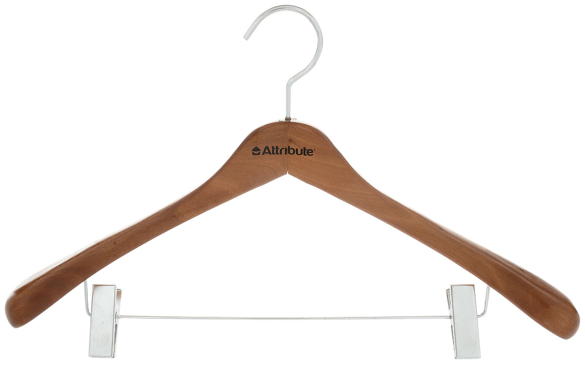 Вешалка для верхней одежды Attribute Hanger, с клипсами, цвет: коричневый, длина 46,5 смAHO561 Вешалка для верхней одежды Attribute Hanger, с клипсами, цвет: коричневый, длина 46,5 смAHO561Вешалка Attribute Hanger изготовлена из дерева и металла, снабжена клипсами. Клипсы имеют специальные пластиковые накладки, чтобы не повредить ткань. Вешалка - это незаменимый аксессуар для того, чтобы ваша одежда всегда оставалась в хорошем состоянии. Длина вешалки: 46,5 см.